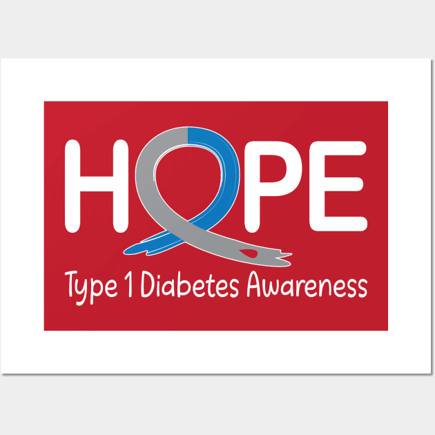 Hope Type 1 Diabetes Awareness Wall Art by PenguinCornerStore